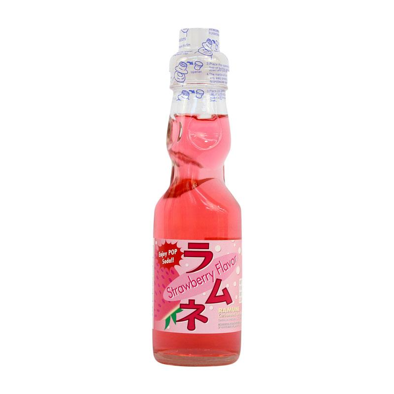 Ramune Soda Strawberry Flavor Japanese Drink with Marble by Fuji Soda, 6.8 fl oz (200mL)