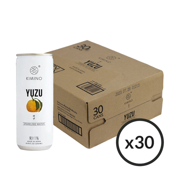 Kimino Yuzu Sparkling Water, No Sugar Added, 8.5 fl oz (250 ml) x 30