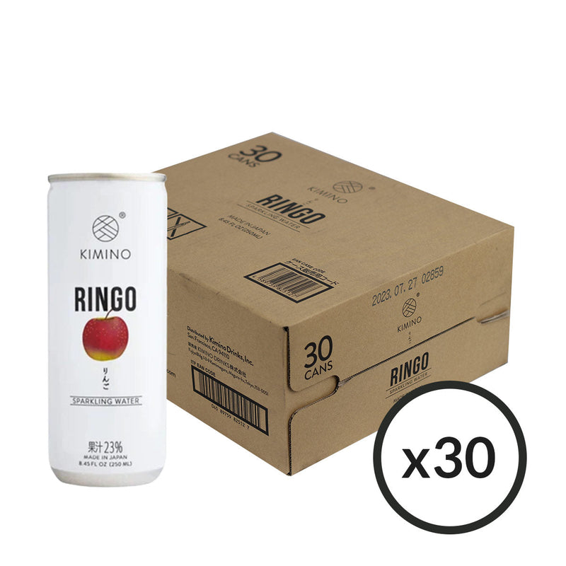 Kimino Ringo Apple Sparkling Water, No Sugar Added, 8.5 fl oz (250 ml) x 30