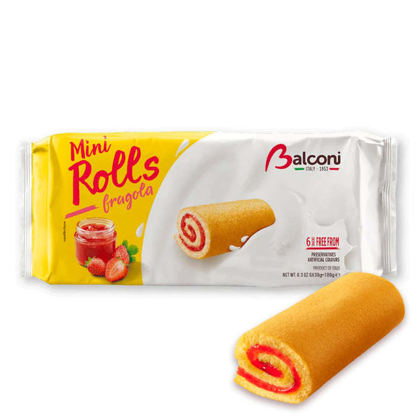 Balconi Mini Rolls with Strawberry Jam, 6.3 oz (180 g) [Expiration Date 12/28/2024]