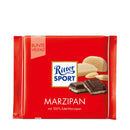 A packaged bar of Ritter Sport Dark Chocolate with Marzipan showing the brand logo and product name.