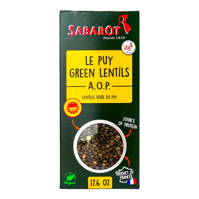 Sabarot French AOP Green Lentils from Le Puy, 17.6 oz (500 g)