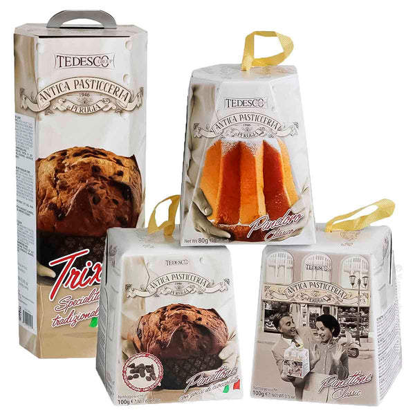 Holiday Gift Set: Panettone, Pandoro & Panettone with Chocolate Chips by Antica Pasticceria di Perugia, 9.9 oz (280 g)