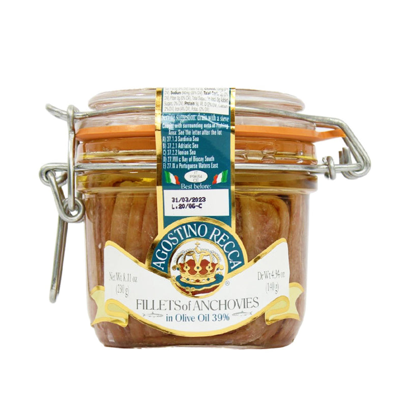 Agostino Recca Anchovies Fillets in Olive Oil, 8.11 oz (230 g)