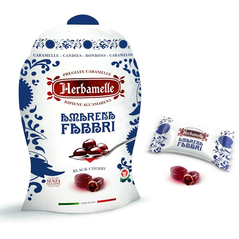 Herbamelle Italian Fabbri Amarena Black Cherry Hard Candies, 2.65 oz (75 g)
