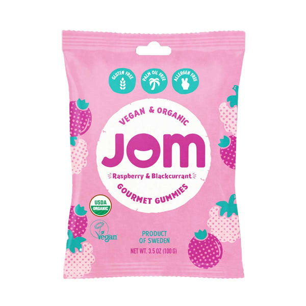 Organic Raspberry & Blackcurrant Gummy Candies, Vegan & No Palm Oil by Jom, 3.5 oz (100 g)