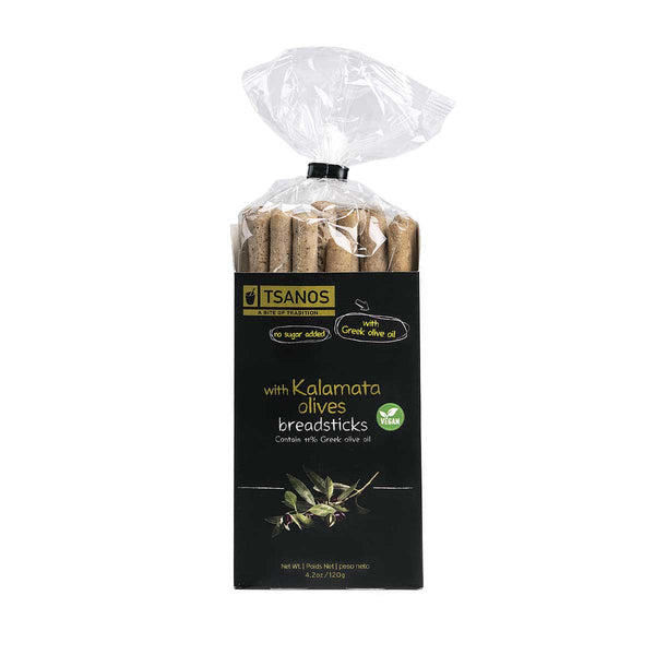 EVOO Kalamata Breadsticks, No Sugar Added & Vegan by Tsanos, 4.2 oz (120 g)