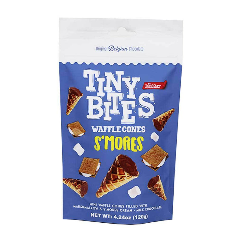 Belgian Milk Chocolate Mini Waffle Cones with Marshmallow & S'Mores Cream by Tiny Bites, 4.2 oz (120 g)