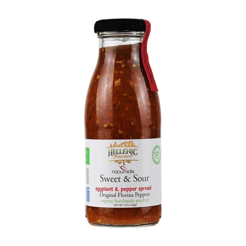 Organic Sweet & Sour Eggplant & Pepper Spread, Handmade from Greece by Hellenic Treasures, 9.17 oz (260 g)