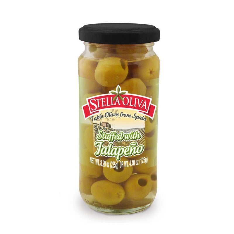 Stella Oliva Stuffed Olives with Jalapeno, 8.3 oz (235 g)