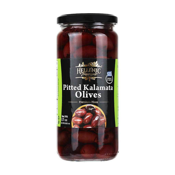 Pitted Kalamata Premium Olives from Greece by Hellenic Treasures, 17 oz (500 g)