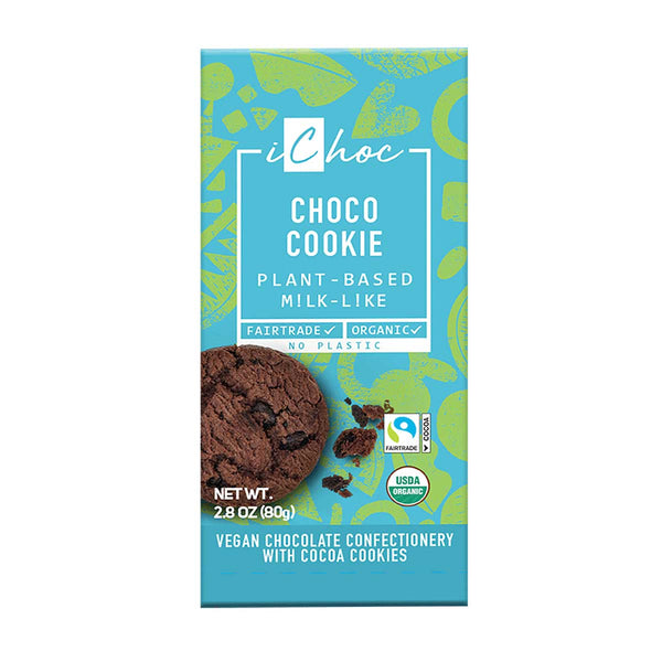 iChoc Organic & Vegan Chocolate Bar with Cocoa Cookies from Germany, 2.8 oz (80 g)
