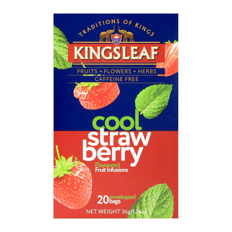 Cool Strawberry Ceylon Tea, Caffeine Free, 20 Bags by Kingsleaf, 6 x 1.3 oz (36 g)