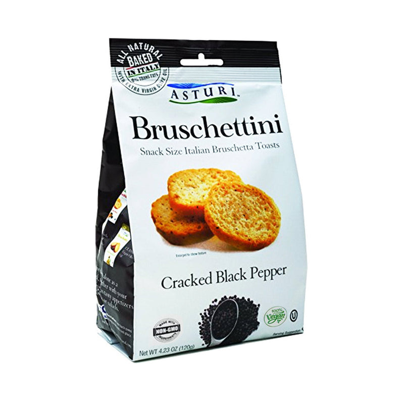 Asturi Cracked Black Pepper Bruschettini Toasts, 4.2 oz (120 g)