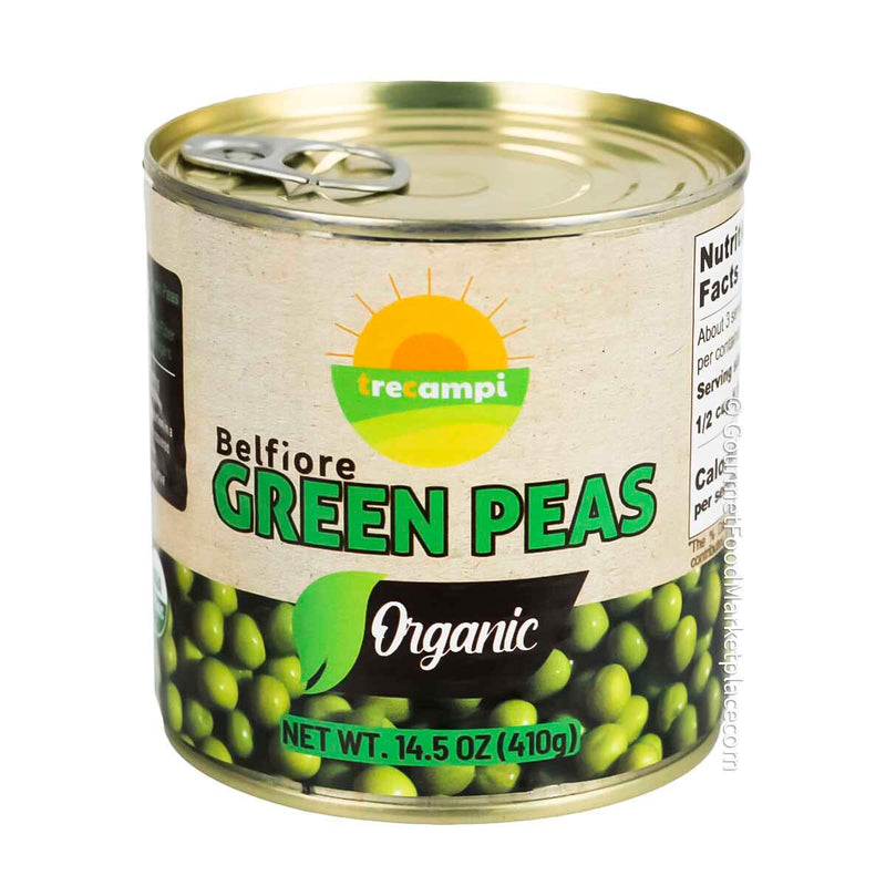 Organic Green Peas, No Added Sugar by Belfiore, 12 x 14.5 oz (410 g)