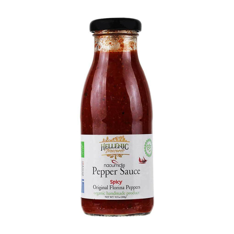 Organic Spicy Pepper Sauce Handmade from Greece by Hellenic Treasures, 9.17 oz (260 g)