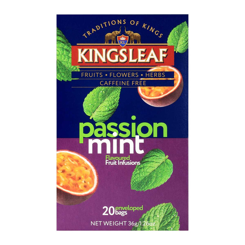 Passion Mint Ceylon Tea, Caffeine Free, 20 Bags by Kingsleaf, 6 x 1.3 oz (36 g)