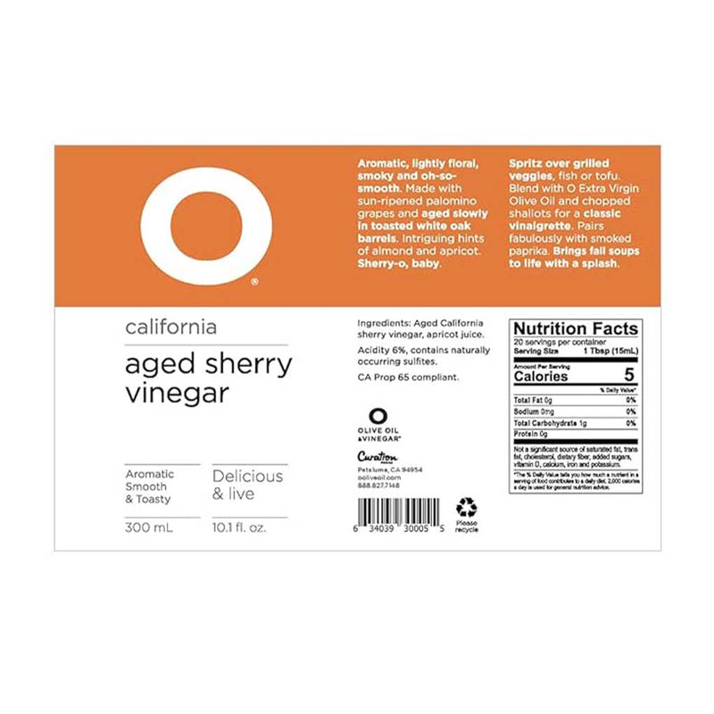 O Aged Sherry Vinegar by O Olive Oil & Vinegar, 10.1 fl oz (300 ml)