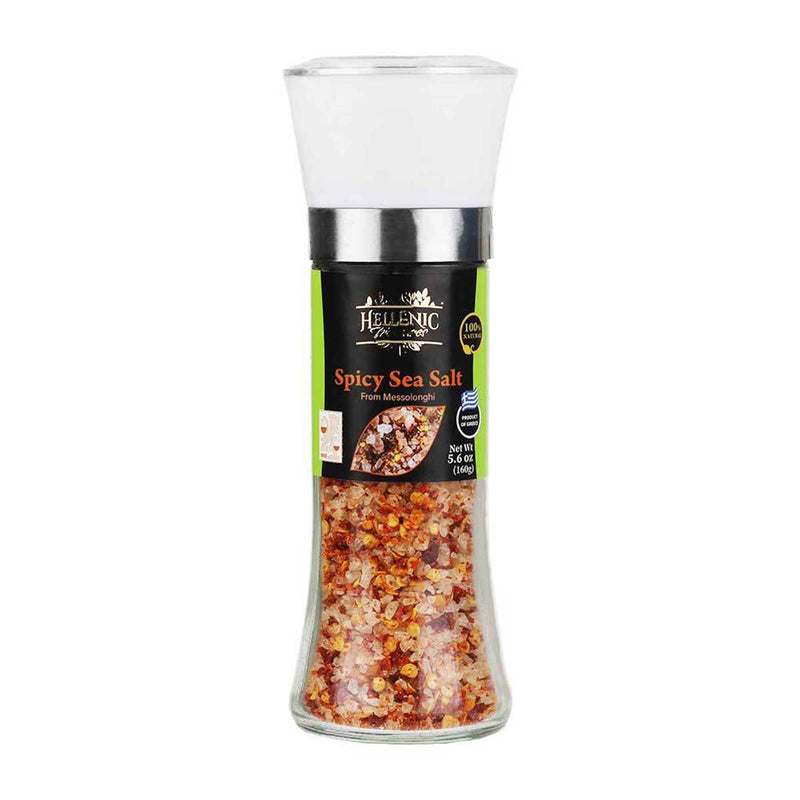 Spicy Sea Salt Grinder from Messolonghi by Hellenic Treasures, 12 x 5.6 oz (160 g)