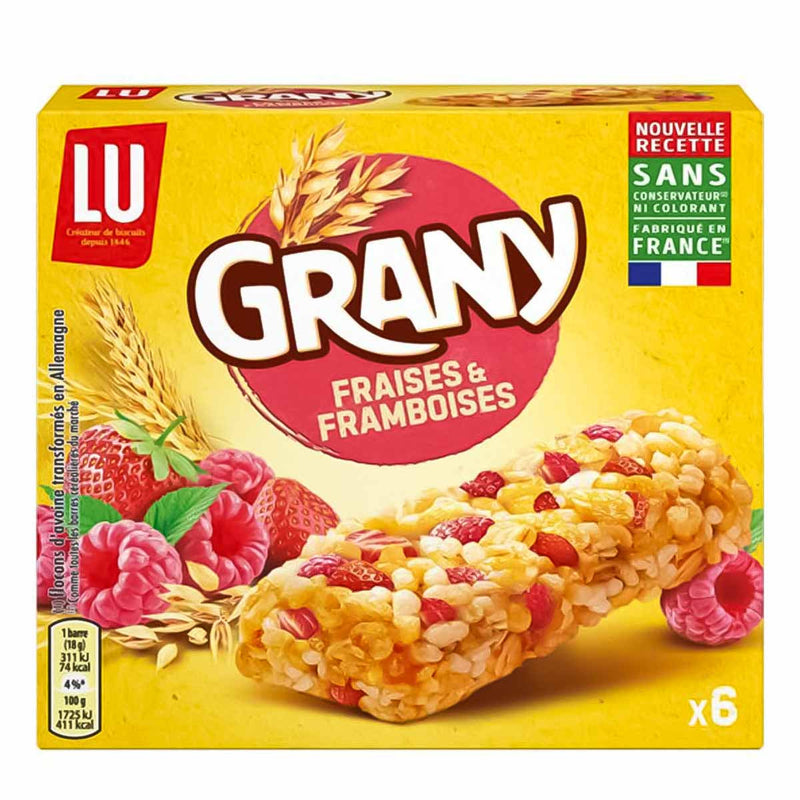 LU Grany Strawberry and Raspberry Cereal Bars, 3.8 oz (108 g)