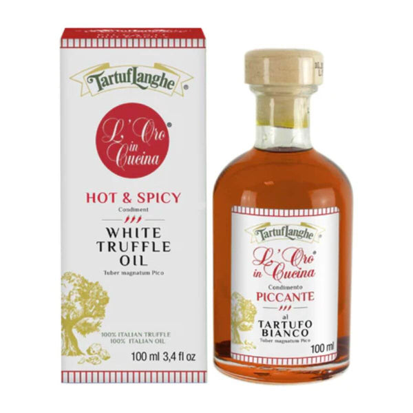 Tartuflanghe Hot and Spicy Extra Virgin Olive Oil with 100% Italian White Truffle, 3.4 fl oz (100 ml)