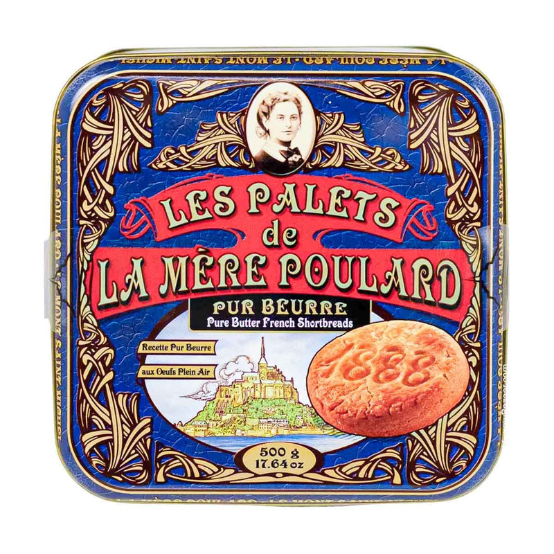 La Mere Poulard French Butter Cookies Palets in Luxury Tin, 1.1 lb (500 g)