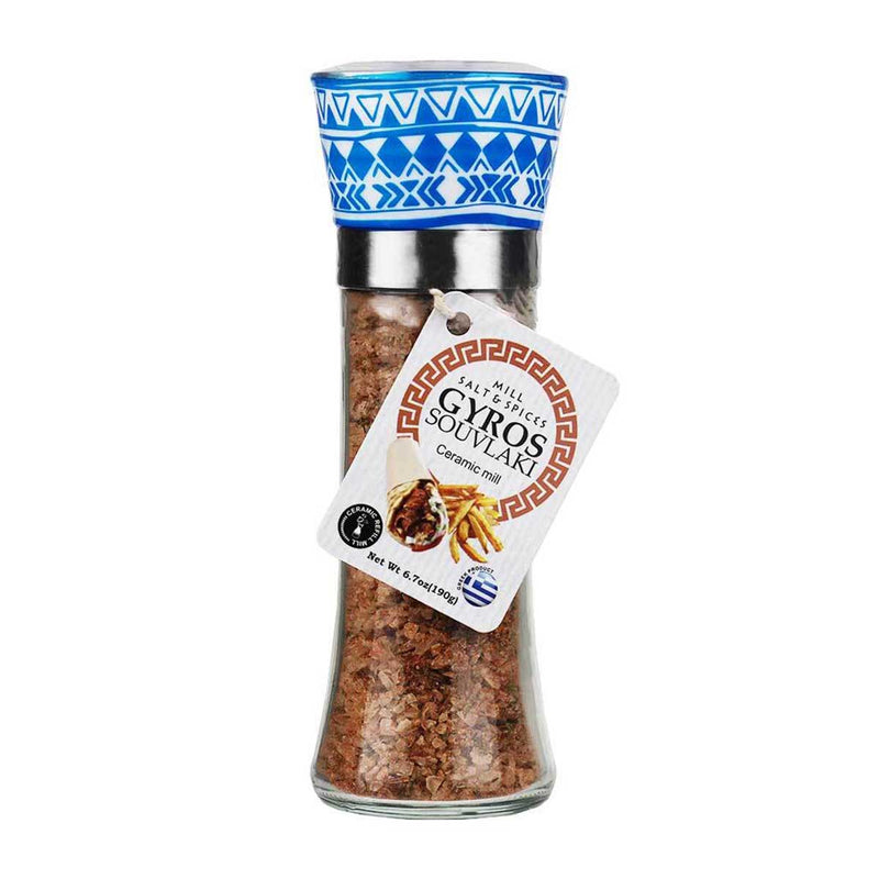 Gyros-Souvlaki Mix Salt Grinder by Hellenic Treasures, 12 x 6.7 oz (190 g)
