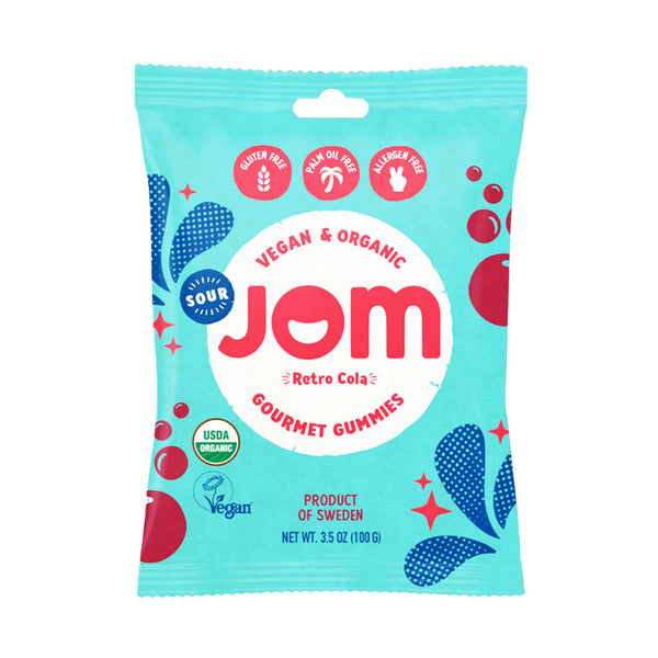 Organic Sour Retro Cola Gummy Candies, Vegan & No Palm Oil by Jom, 3.5 oz (100 g)