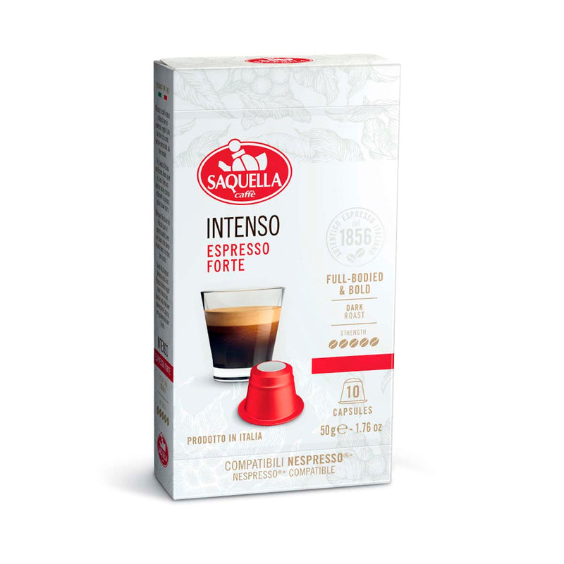 Intenso Nespresso Coffee Capsules by Saquella Caffe, 1.8 oz (50 g)