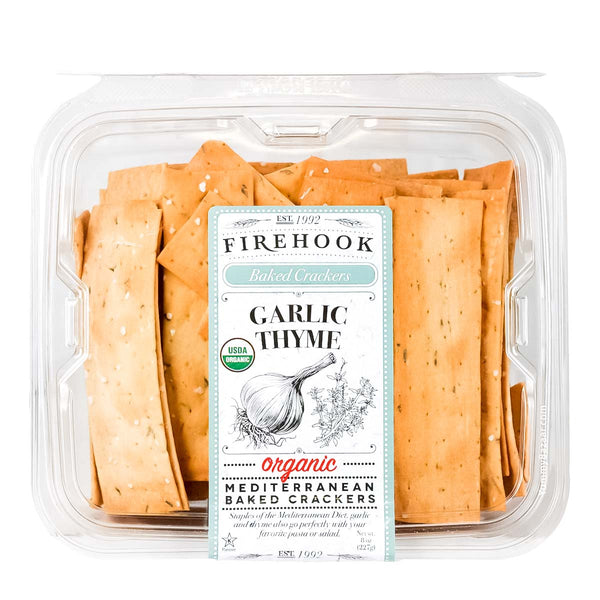 Organic Garlic and Thyme Mediterranean Baked Crackers by Firehook Crackers, 8 oz (227 g)