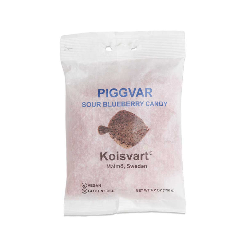 Kolsvart Swedish Sour Blueberry Candy Fish, Vegan, 4.2 oz (120 g)