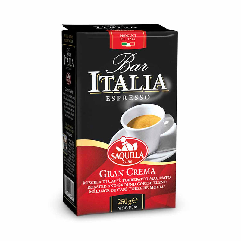 Gran Crema Espresso Ground Coffee by Saquella Caffe, 8.8 oz (250 g)