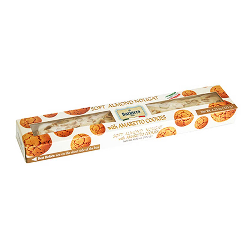 Italian Soft Almond Nougat with Amaretto Cookies by Barbiero, 4.2 oz (120 g)