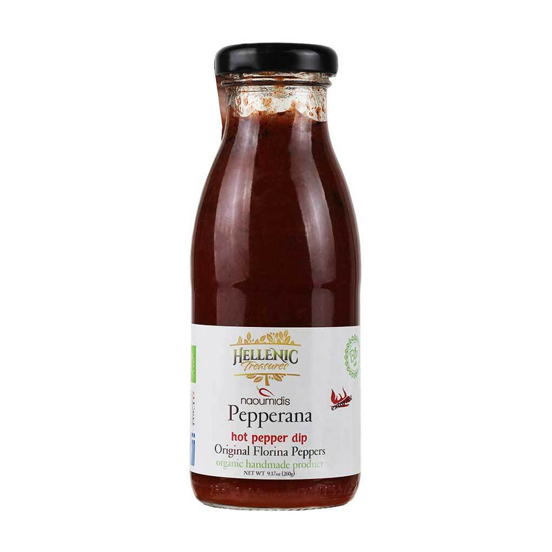 Handmade Organic Pepperana Hot Pepper Dip from Greece by Hellenic Treasures, 9.17 oz (260 g)