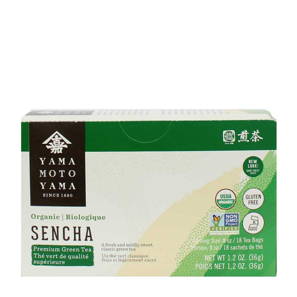 Yamamotoyama Organic Sencha Green Tea, 18 Tea Bags, 1.2 oz (36g)