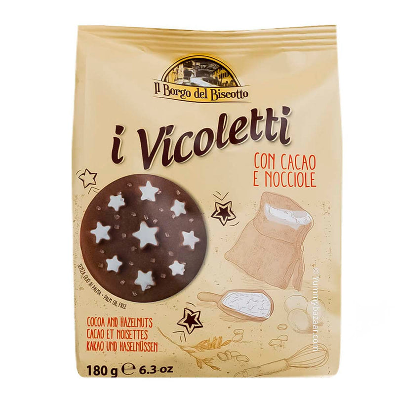 Italian Biscuits with Cocoa and Hazelnut by Borgo Del Biscotto, 6.3 oz (180 g)